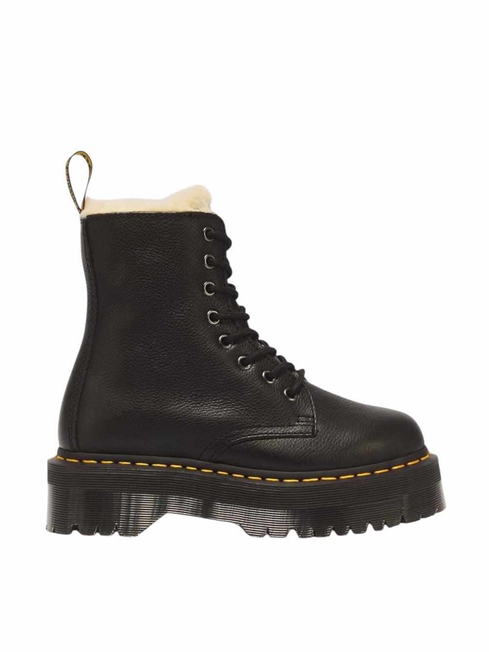 Dr. Martens – Jadon Faux Fur Lined Leather Platform Combat Boots – Black – Sz. 7